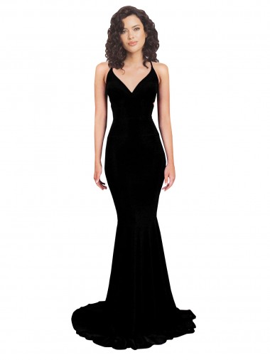 Sleeveless V-Neck Open Back Spandex Mermaid Formal Evening Dress Online