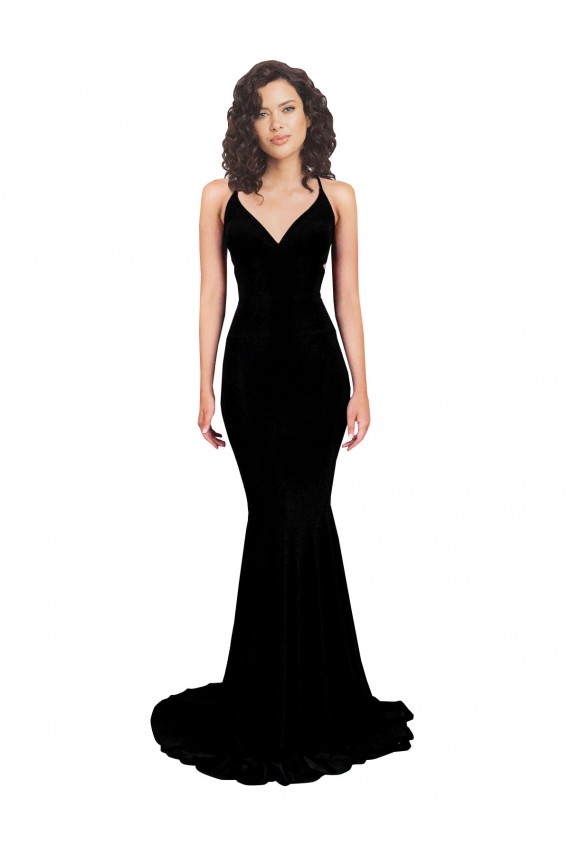 Sleeveless V-Neck Open Back Spandex Mermaid Formal Evening Dress Online