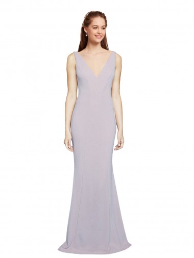 Sleeveless V-Neck Keyhole Back Stretch Crepe Mermaid Formal Evening Dress Online