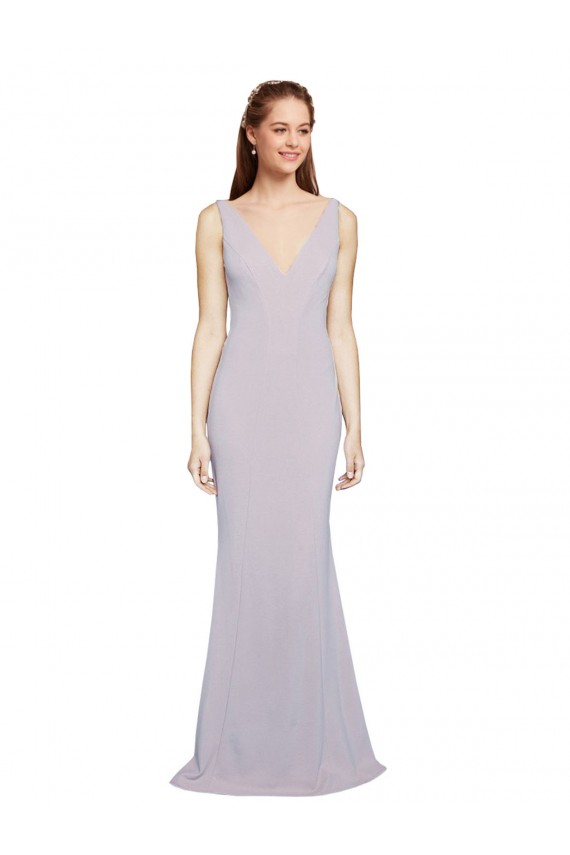 Sleeveless V-Neck Keyhole Back Stretch Crepe Mermaid Formal Evening Dress Online
