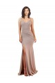 Sleeveless V-Neck Low Back Stretch Crepe Mermaid Black Tie Evening Dress Online