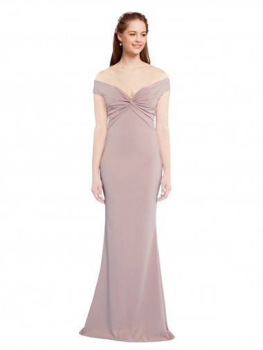 Sleeveless Off the Shoulder Keyhole Back Stretch Crepe Mermaid Formal Evening Dress Online