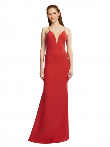 Sleeveless Spaghetti Straps Open Back Stretch Crepe Mermaid Formal Evening Dress Online