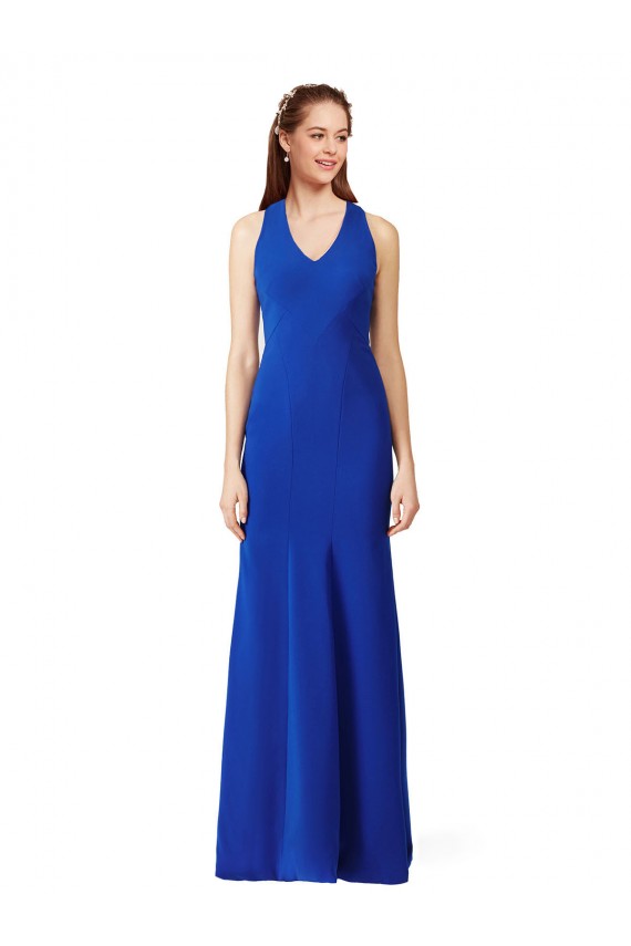 Sleeveless Royal Blue V-Neck Stretch Crepe Mermaid Formal Evening Dress Online