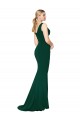 Sleeveless Midnight Green V-Neck Stretch Crepe Mermaid Formal Evening Dress Online