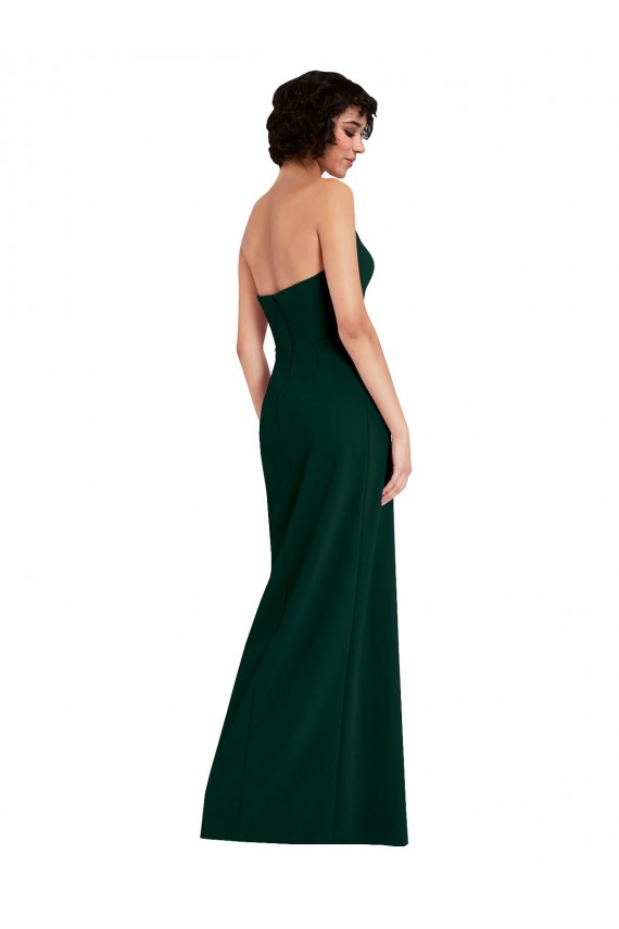 Sleeveless Midnight Green Scoop Neck Low Back Stretch Crepe Sheath Formal Evening Dress Online