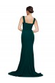 Sleeveless Midnight Green Square Neck Stretch Crepe Sheath Semi Formal Evening Dress Online