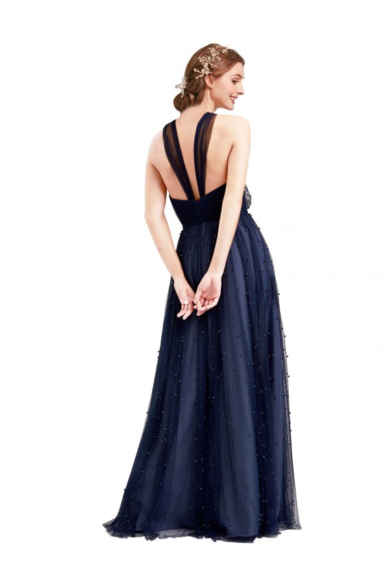 Sleeveless Halter Neck Tulle A-Line Evening Dress Online