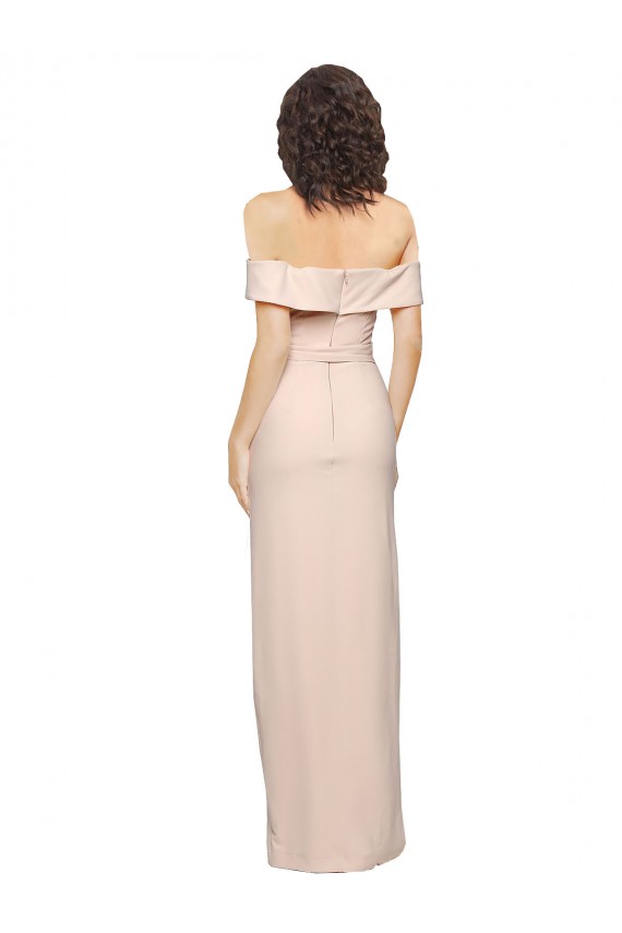 Sleeveless Nude Off the Shoulder Low Back Stretch Crepe Mermaid Formal Evening Dress Online