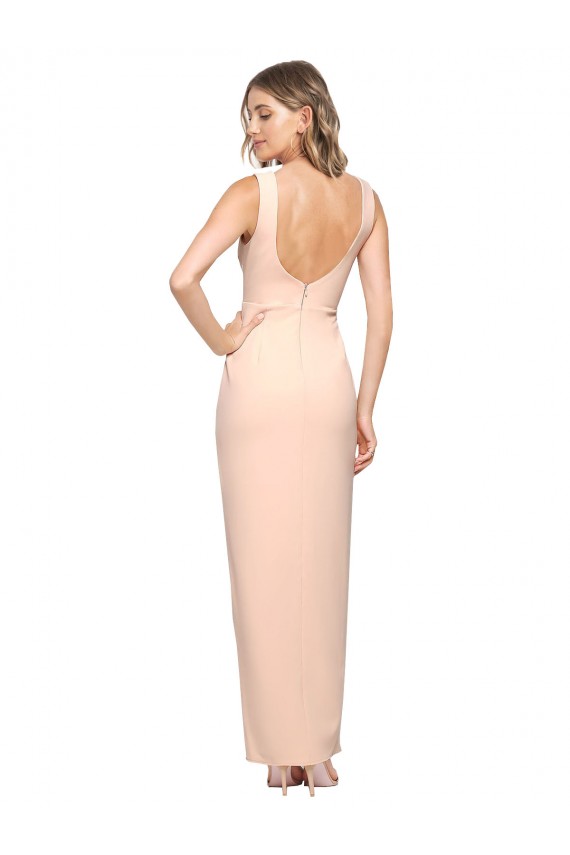 Sleeveless Square Neck Stretch Crepe Sheath Formal Evening Dress Online