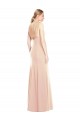 Sleeveless Nude Bateau Neck Open Back Stretch Crepe Trumpet Semi Formal Evening Dress Online