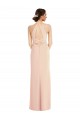 Sleeveless Nude Halter Neck Criss Cross Back Stretch Crepe Trumpet Formal Evening Dress Online