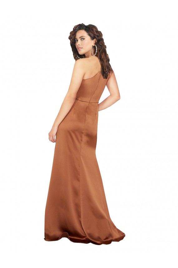 Sleeveless One Shoulder Silky Satin A-Line Formal Dress Online