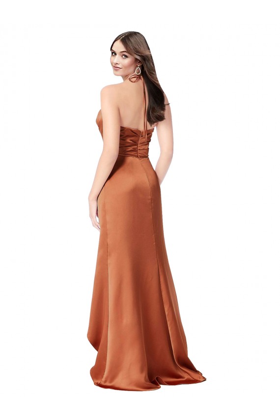 Sleeveless Spaghetti Straps Low Back Silky Satin A-Line High Low Evening Dress Online
