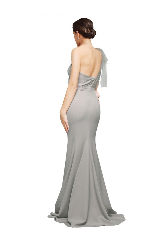 Sleeveless One Shoulder Low Back Stretch Crepe & Tulle Mermaid Formal Evening Dress Online