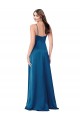 Sleeveless Peacock Blue Spaghetti Straps Low Back Silky Satin A-Line Formal Evening Dress Online