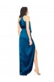 Sleeveless Halter Neck Silky Satin Sheath Formal Evening Dress Online