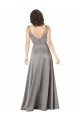 Sleeveless Pearl Grey V-Neck Silky Satin A-Line Formal Evening Dress Online