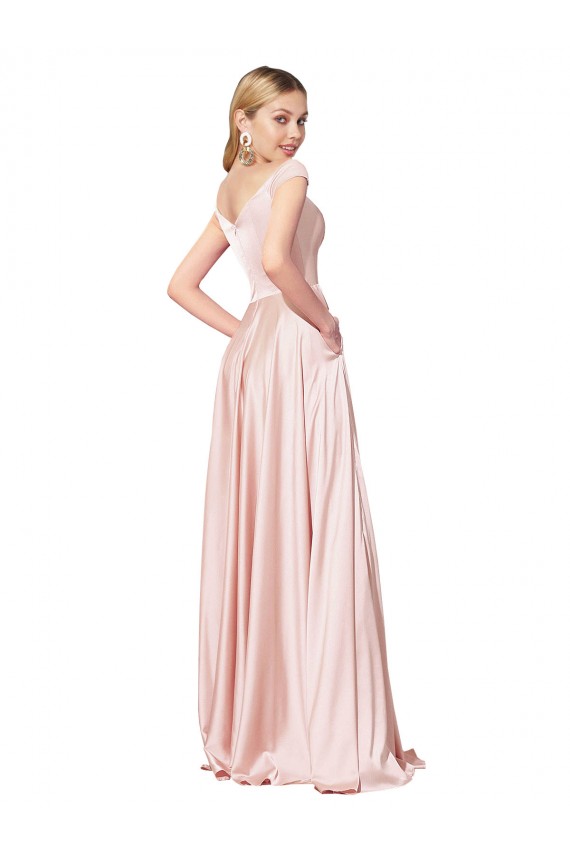 Sleeveless Off the Shoulder Satin A-Line Formal Evening Dress Online