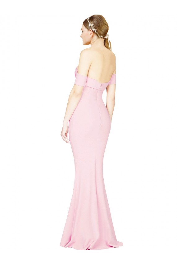 Sleeveless Pink Strapless Low Back Stretch Crepe A-Line Formal Evening Dress Online