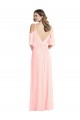 Cold Shoulder V-Neck V-Back Soft Chiffon A-Line Semi Formal Evening Dress Online