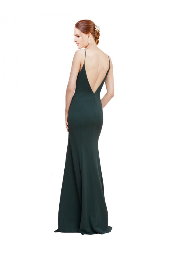 Sleeveless Pink V-Neck V-Back Stretch Crepe A-Line Formal Dress Online