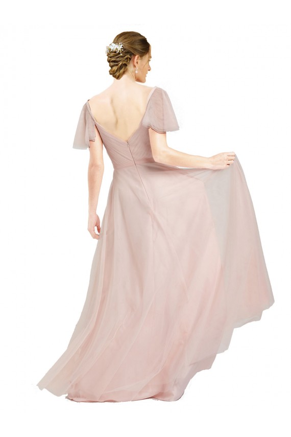 Flutter Sleeves V-Neck Tulle A-Line Formal Dress Online