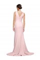 Sleeveless V-Neck V-Back Stretch Crepe A-Line Semi Formal Evening Dress Online