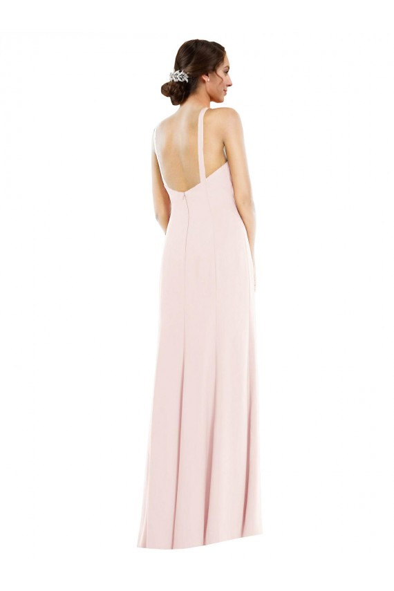 Sleeveless Halter Neck Low Back Stretch Crepe Trumpet Formal Evening Dress Online
