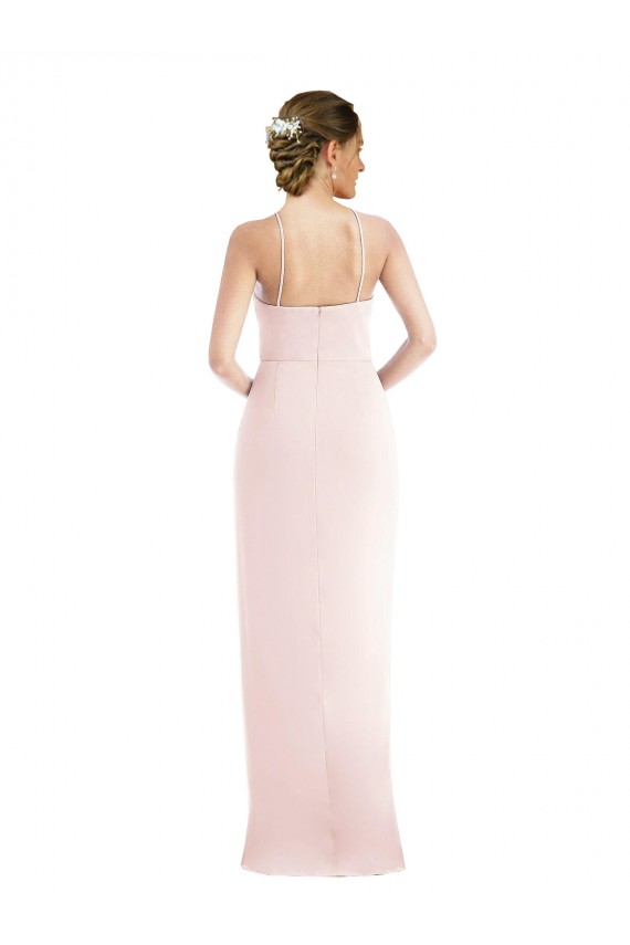 Sleeveless Halter Neck Stretch Crepe Trumpet Semi Formal Evening Dress Online