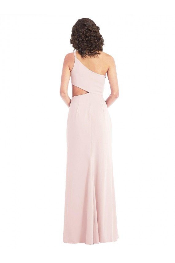 Sleeveless Pink One Shoulder Stretch Crepe Trumpet Formal Evening Dress Online