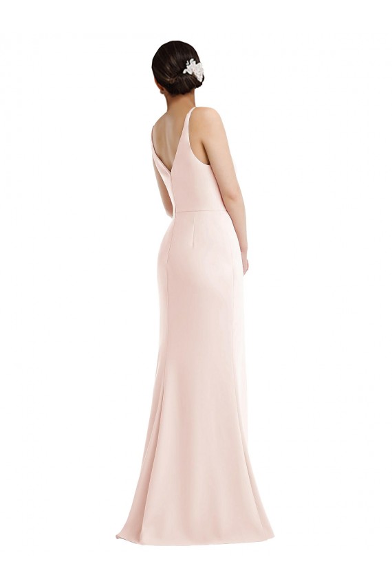 Sleeveless V-Neck V-Back Stretch Crepe Trumpet Formal Evening Dress Online
