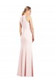 Sleeveless Pink V-Neck Keyhole Back Stretch Crepe Trumpet Semi Formal Evening Dress Online