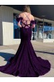 Sleeveless Plum Purple Spaghetti Straps Velvet Sequin Sheath Evening Dress Online