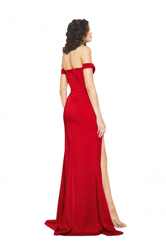 Sleeveless Off the Shoulder Silky Satin A-Line Formal Evening Dress Online