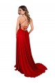 Sleeveless Spaghetti Straps Criss Cross Open Back Spandex & Lace A-Line Semi Formal Evening Dress Online
