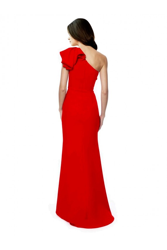 Sleeveless Red One Shoulder Stretch Crepe Mermaid Formal Dress Online
