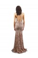 Sleeveless Rose Gold V-Neck Backless Stretch Crepe & Sequin Tulle Mermaid Formal Evening Dress Online