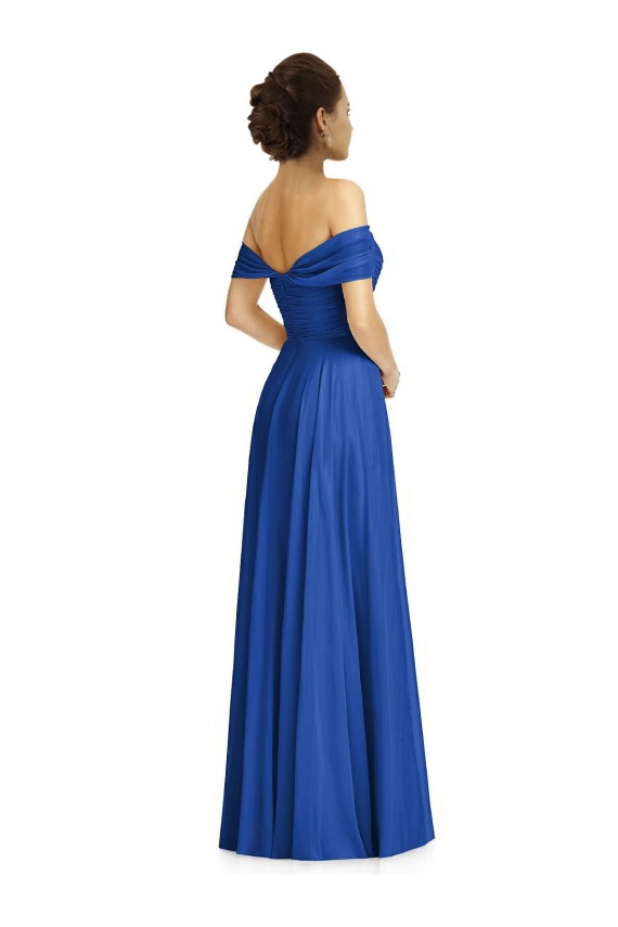 Cap Sleeves Off the Shoulder Soft Chiffon A-Line Semi Formal Evening Dress Online