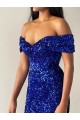 Sleeveless Off the Shoulder Velvet Sequin Mermaid Evening Dresses Online