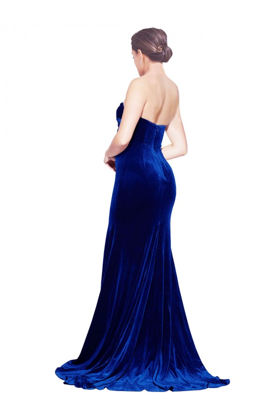 Sleeveless Sweetheart Low Back Stretch Velvet Mermaid Formal Evening Dress Online