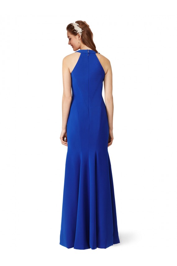 Sleeveless Royal Blue V-Neck Stretch Crepe Mermaid Formal Evening Dress Online