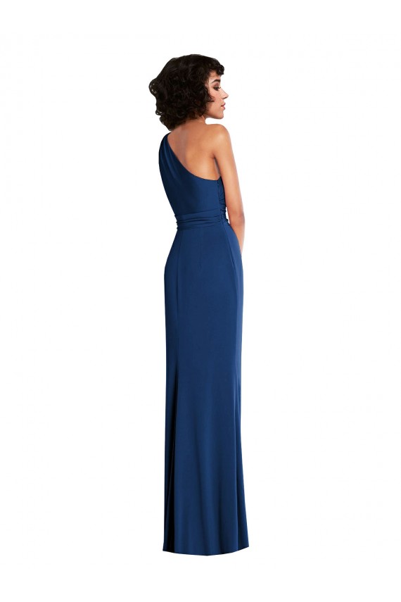 Sleeveless One Shoulder Spandex Sheath Semi Formal Evening Dress Online