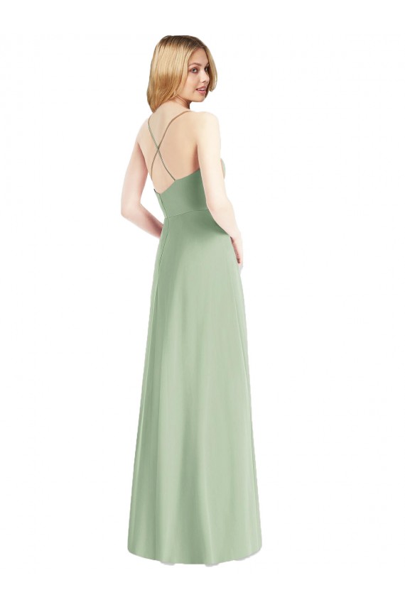 Sleeveless Spaghetti Straps V-Back Chiffon A-Line Evening Dress Online