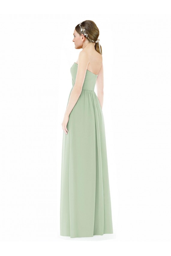 Sleeveless Sage Sweetheart Low Back Soft Chiffon A-Line Semi Formal Evening Dress Online
