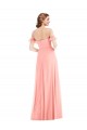 Flutter Sleeves Off the Shoulder Soft Chiffon A-Line Semi Formal Evening Dress Online