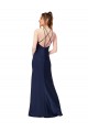 Sleeveless High Neck Criss Cross Back Silky Satin Sheath Formal Evening Dress Online