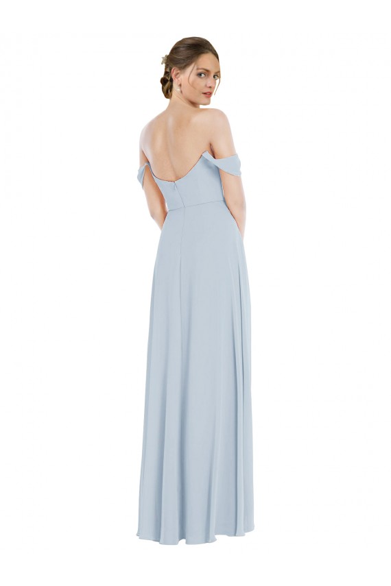 Flounce Sleeves Off the Shoulder Soft Chiffon A-Line Semi Formal Evening Dress Online