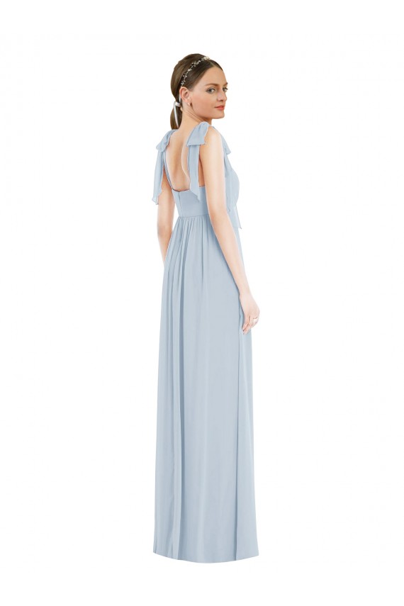 Sleeveless Sea Glass Spaghetti Straps Low Back Soft Chiffon A-Line Semi Formal Evening Dress Online