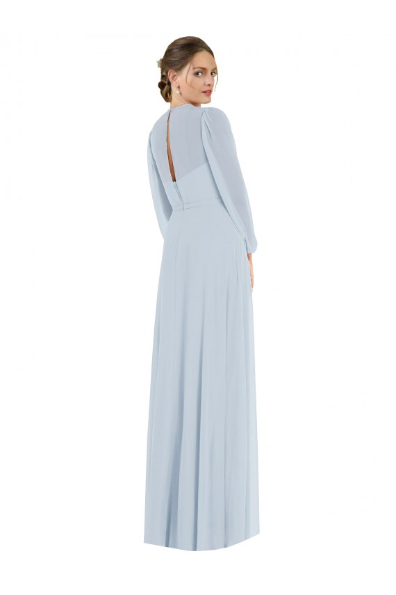 Puff Sleeves Strapless Keyhole Back Soft Chiffon A-Line Formal Evening Dress Online